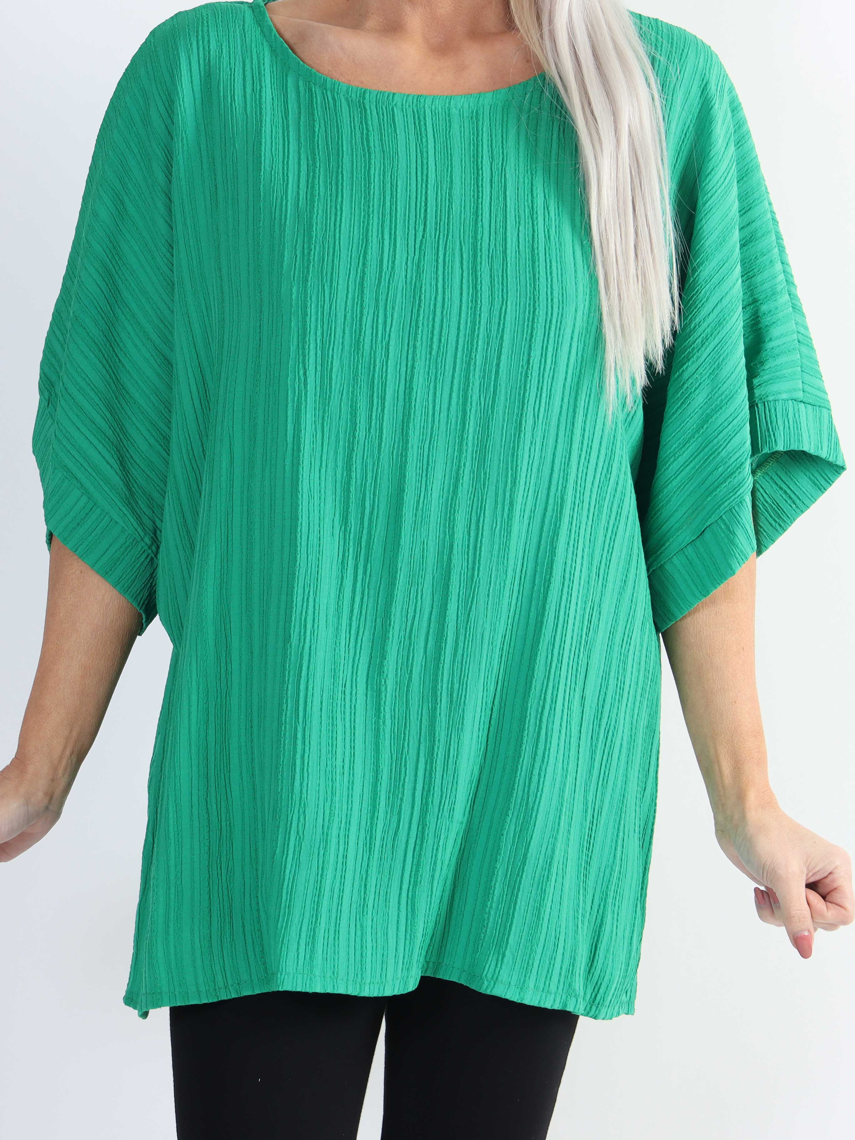 Cindy - enfärgad plus size-blus i crepe-look